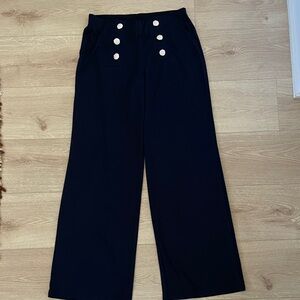 NWT Lauren Ralph Lauren Navy Stretch Jersey Wide-Leg Pants-S
